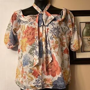 Floral cold shoulder blouse